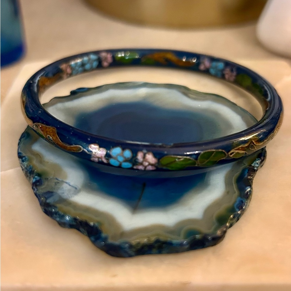Beautiful Cobalt Blue Cloisonné Bangle Vintage